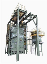 大鎪針對鑄造鋼鐵產業需求開發而成的噴砂機，可荷重超過10噸以上。